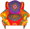 Orange and pink embroidered arm chair