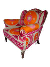 [[Beige orange and pink embroidered arm chair///Fauteuil brodé orange et beige]]