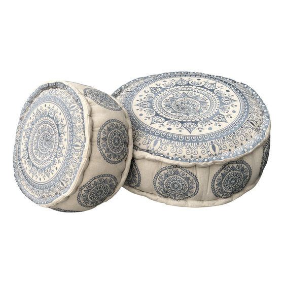 [[SURYA embroidered cotton pouf : Grey///SURYA pouf brodé en coton : Gris]]