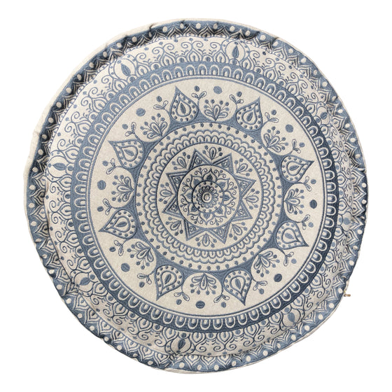 [[SURYA embroidered cotton pouf : Grey///SURYA pouf brodé en coton : Gris]]