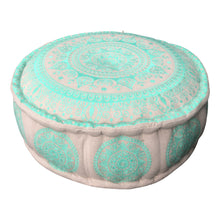  [[SURYA embroidered cotton pouf : Mint///SURYA pouf brodé en coton : Menthe]]