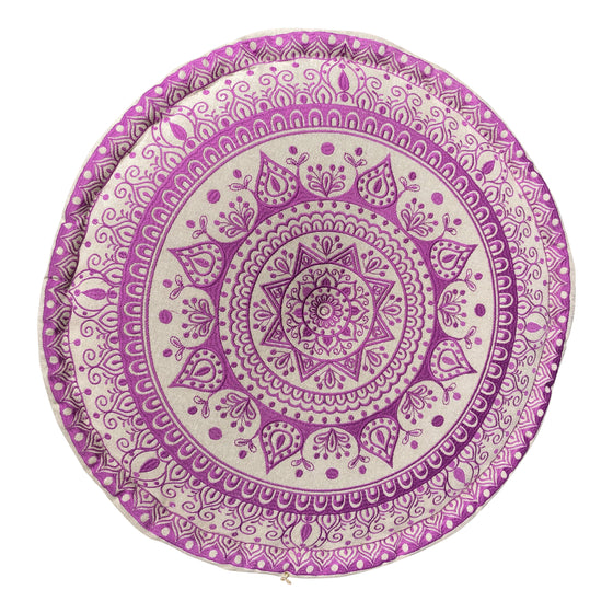 [[SURYA embroidered cotton pouf : Purple///SURYA pouf brodé en coton : Violet]]
