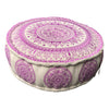 [[SURYA embroidered cotton pouf : Purple///SURYA pouf brodé en coton : Violet]]