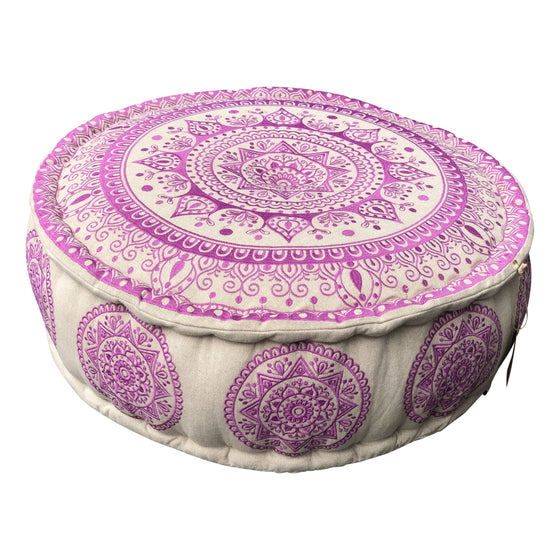 [[SURYA embroidered cotton pouf : Purple///SURYA pouf brodé en coton : Violet]]