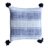 [[Cotton hand loomed cushion with woolen pompom///Coussin en coton tissé à la main avec pompon en laine]]