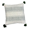 [[Cotton hand loomed cushion with woolen pompom///Coussin en coton tissé à la main avec pompon en laine]]