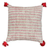 [[Cotton hand loomed cushion with woolen pompom///Coussin en coton tissé à la main avec pompon en laine]]