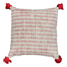  [[Cotton hand loomed cushion with woolen pompom///Coussin en coton tissé à la main avec pompon en laine]]