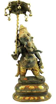  [[Antique black and gold brass Ganesh statue///Statue de Ganesh en laiton noir et or antique]]