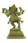 [[Vintage green and gold brass Ganesh statue///Statue de Ganesh en laiton vert et or vintage]]