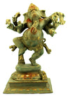 [[Vintage green and gold brass Ganesh statue///Statue de Ganesh en laiton vert et or vintage]]