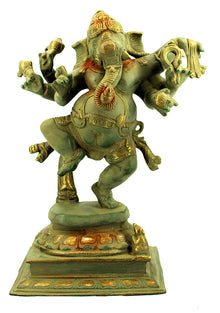  [[Vintage green and gold brass Ganesh statue///Statue de Ganesh en laiton vert et or vintage]]