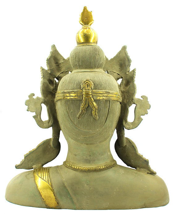 [[Antique gray and gold brass Buddha///Buddha en laiton gris et or antique]]