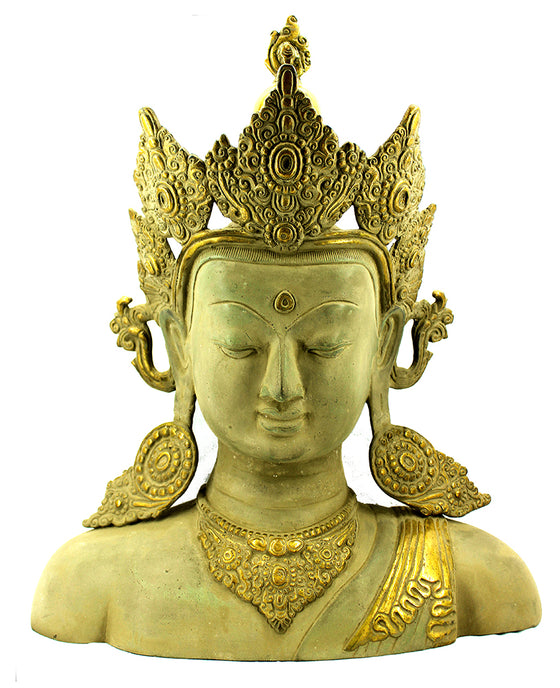 [[Antique gray and gold brass Buddha///Buddha en laiton gris et or antique]]