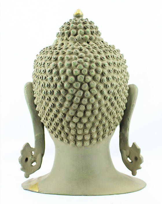 [[Antique gray and gold brass Buddha///Buddha en laiton gris et or antique]]