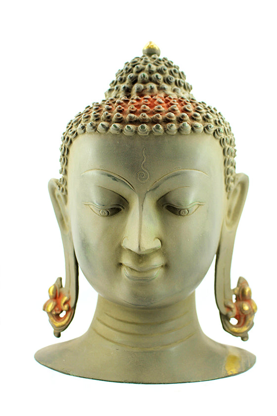 [[Antique gray and gold brass Buddha///Buddha en laiton gris et or antique]]