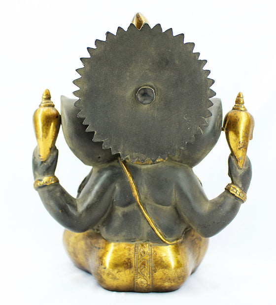 [[Antique black and gold brass Ganesh statue///Statue de Ganesh en laiton noir et or antique]]