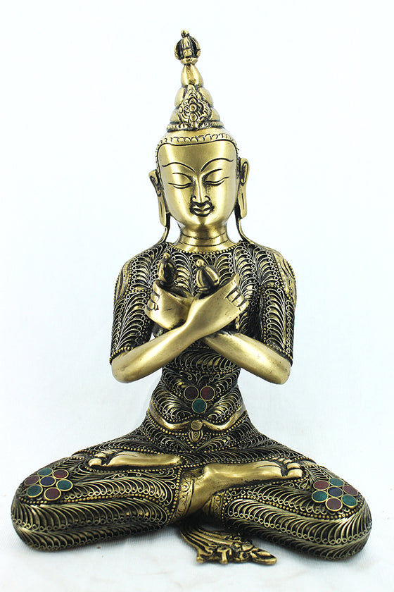 [[Filigran decorated brass Vajrasatva statue///Statue de Vajrasatva en laiton décorée de filigranes]]