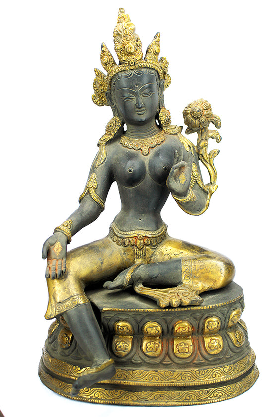 [[Antique gray and gold brass Tara///Tara en laiton gris et or antique]]
