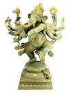 [[Vintage green and gold brass Ganesh statue///Statue de Ganesh en laiton vert et or vintage]]