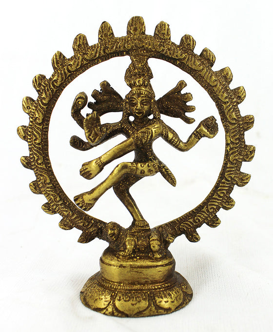 [[Antique gold brass Dancing Shiva///Shiva dansante en laiton doré antique]]