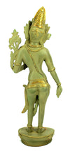 [[Antique green and gold brass Indra statue///Statue de Indra en laiton vert et or antique]]