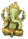 [[Vintage green and gold brass Ganesh statue///Statue de Ganesh en laiton vert et or vintage]]