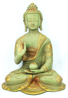  [[Vintage green and gold brass Buddha///Buddha en laiton vert et doré vintage]]