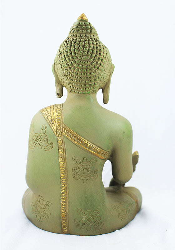 [[Vintage green and gold Buddha///Buddha en laiton vert et doré]]