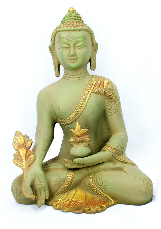 [[Vintage green and gold Buddha///Buddha en laiton vert et doré]]