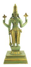 [[Antique green and gold brass Vishnu statue///Statue de Vishnu en laiton vert et or antique]]