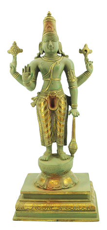  [[Antique green and gold brass Vishnu statue///Statue de Vishnu en laiton vert et or antique]]