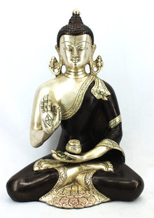  [[Black silver brass Buddha statue///Statue de Bouddha en cuivre noir et argent]]