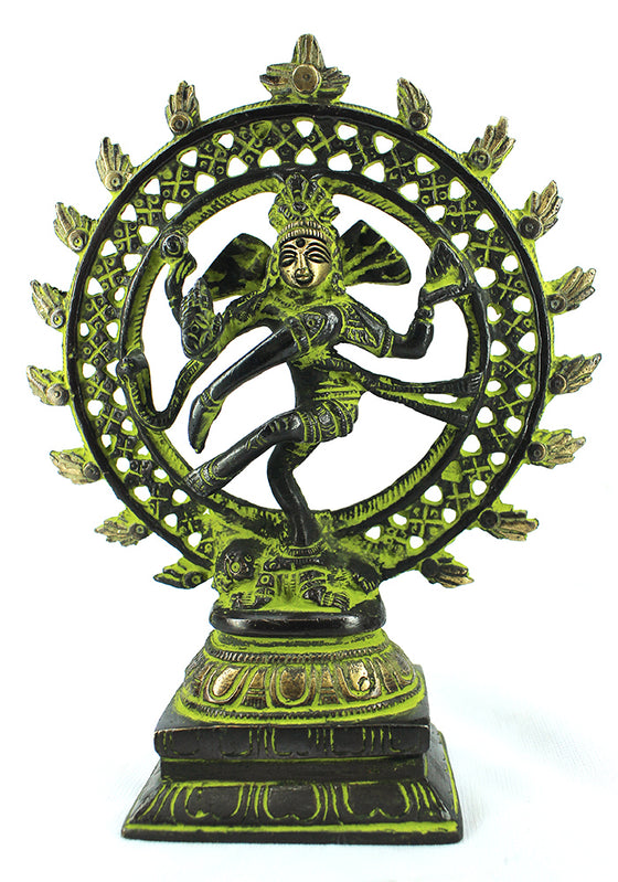 [[Vintage green brass Dancing Shiva statue///Statue de Shiva dansante en laiton vert vintage]]