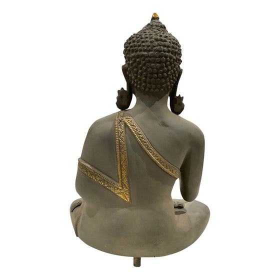[[Antique gray and gold brass Buddha///Buddha en laiton gris et or antique]]
