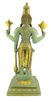 [[Antique green and gold brass Vishnu statue///Statue de Vishnu en laiton vert et or antique]]