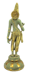 [[Antique green and gold brass Parvati statue///Statue de Parvati en laiton vert et or antique]]