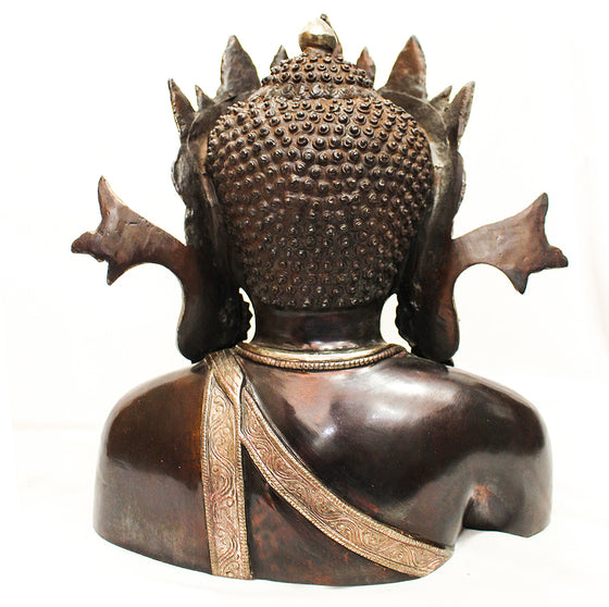 [[Black silver brass Buddha statue///Statue de Bouddha en cuivre noir et argent]]