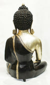 [[Black silver brass Buddha statue///Statue de Bouddha en cuivre noir et argent]]