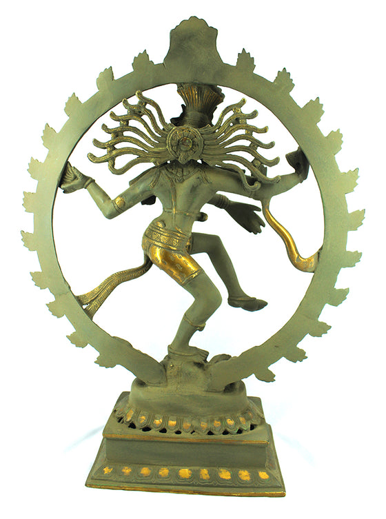 [[Antique gray and gold dancing Shiva///Shiva dansante en laiton gris et doré antique]]