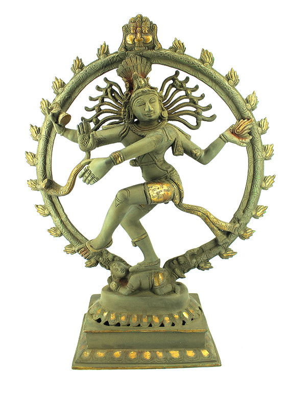 [[Antique gray and gold dancing Shiva///Shiva dansante en laiton gris et doré antique]]