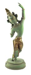 [[Antique green and gold brass Mayadevi statue///Statue de Mayadevi en laiton vert et or antique]]