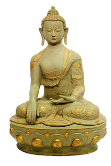  [[Vintage green and gold brass Buddha///Buddha en laiton vert et doré vintage]]