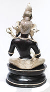 [[Black silver brass Saraswati statue///Statue de Saraswati en cuivre noir et argent]]
