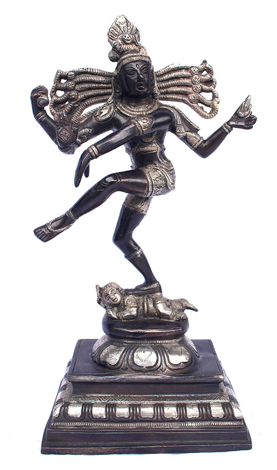 [[Black silver brass Dancing Shiva///Dancing Shiva en cuivre noir argenté]]