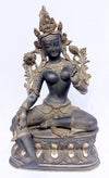 [[Antique black silver brass Tara statue///Statue de Tara en cuivre noir et argent antique]]