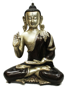  [[Black silver brass Buddha statue///Statue de Bouddha en cuivre noir et argent]]