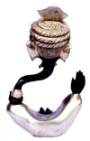[[Black silver brass Ganesh statue///Statue de Ganesh en laiton noir et argenté]]