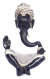 [[Black silver brass Ganesh statue///Statue de Ganesh en laiton noir et argenté]]