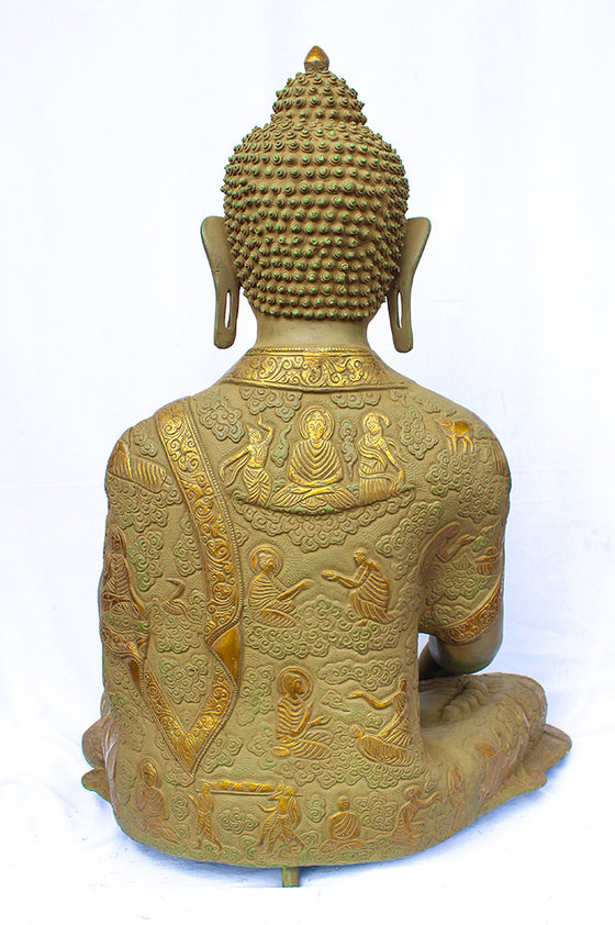 [[Antique gray and gold brass Buddha///Buddha en laiton gris et or antique]]